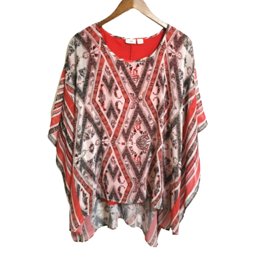 Cato Layered Kimono Kaftan Top Blouse Asymmetrical Women's Size Large